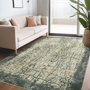 Coolmee Soft Contemporary Abstract Throw Rug Stain Resistant Washable Farmhouse Floor Cover for Living Room Playroom Nursery - 1 of 4
