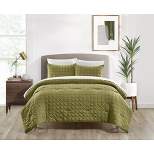Chic Home Jessa Comforter Set Washed Garment Technique Geometric Square Tile Pattern Bed In A Bag Bedding - Green