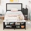 ALEXOUN Metal Platform Bed with Two-Tier Storage Shelves and Wooden Storage Cabinet,Easy Assembly,for Bedrooms, Apartments - 2 of 4