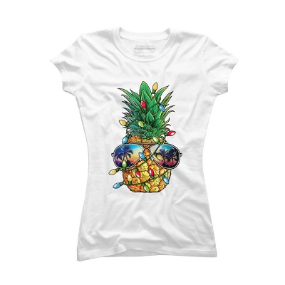 Junior's Design By Humans Pineapple Christmas Tree Lights Xmas Men Gifts Sunglasses T-Shir By NekoShop T-Shirt