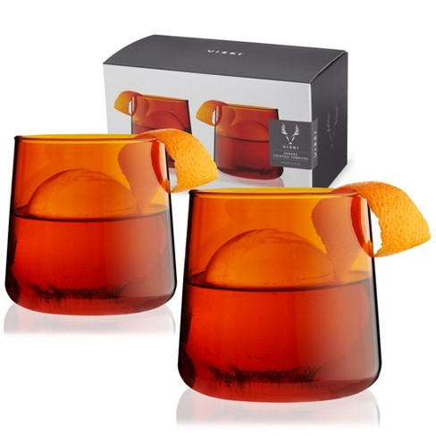 Viski Aurora Tumblers Colored Wine Glasses - Tinted Fun Cocktail Glasses in  Clear, Grey, Green, and Amber - Dishwasher Safe 10.5 Oz Set of 4