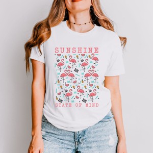 Simply Sage Market Sunshine State Of Mind Flamingo Fruit Short Sleeve Tee - 1 of 4