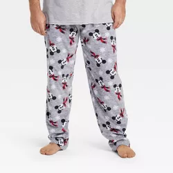 Men's Holiday Mickey Mouse Fleece Matching Family Pajama Pants - Gray