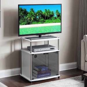 Designs2Go TV Stand for TVs up to 25" with Black Glass Storage Cabinet and Shelf - Breighton Home - 1 of 4