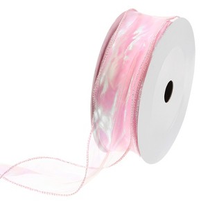 Unique Bargains Gift Wrapping Wide Sheer Wired Pastel Shimmer Iridescent Chiffon Ribbons 1 Pc - 1 of 4