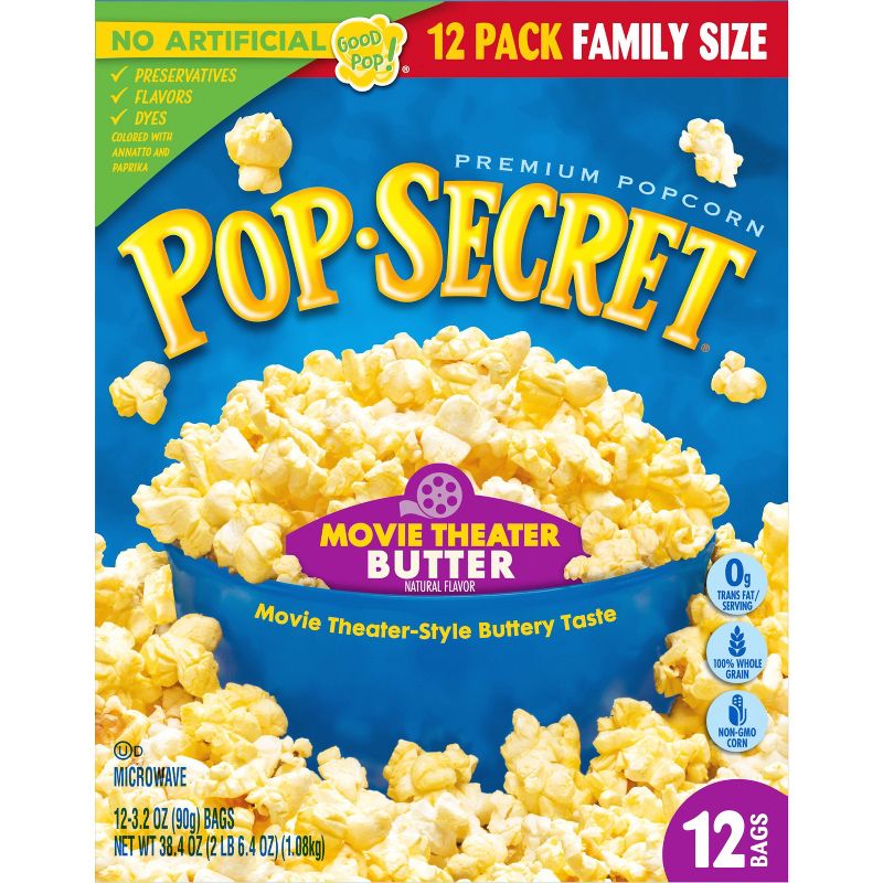 Pop Secret Microwave Popcorn Movie Theater Butter Flavor - 3oz/12ct, 4 of 9