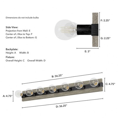 Hunter Fans 2.75" Donelson Wall Light Natural Iron Finish - Rustic Modern Design for Indoor Spaces, 7 Bulb Capacity, 4 of 7