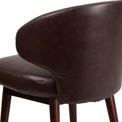 Walnut-Legged High-Back Brown LeatherSoft Reception Chair