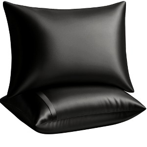 BLISSFORD Satin Pillowcase with Zipper, Satin Pillow Cases 2 Pack, Silk Pillow Cover - 1 of 4