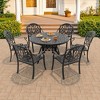7-Piece Cast Aluminum Outdoor Dining Set: Round Table, Stackable Chairs & Brown Cushions - All-Weather Patio Furniture for Your Backyard - 2 of 4