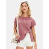 EXLURA Womens Summer Oversized Tops Short Sleeve Crewneck Waffle Shirts Casual Blouses - 3 of 4