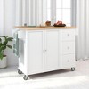 Rolling Mobile Kitchen Island Cart with Solid Wood Top, Drop Leaf Breakfast Bar,Storage Cabinet, Adjustable Shelves and 3 Drawers, Kitchen Cabinets - 2 of 4