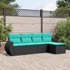 vidaXL 5 Piece Patio Sofa Set with Cushions Black Poly Rattan - Black Without Table - 2 of 4
