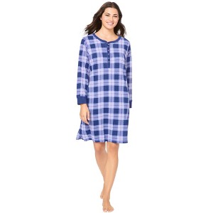 Dreams & Co. Thermal Henley Sleepshirt - 1 of 4