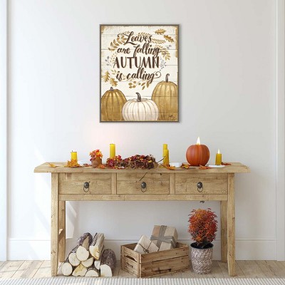 Grateful Season Autumn Leaves Canvas Wall Art Print