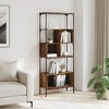 vidaXL Bookcase 5-Tier Smoked Oak 29.9 in.x13 in.x74.2 in. Engineered Wood - 3 of 4