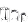 Sunnydaze Indoor/Outdoor Iron Metal Potted Flower Plant Stand with Scroll Design - 24" - Black - 3pc - 3 of 4