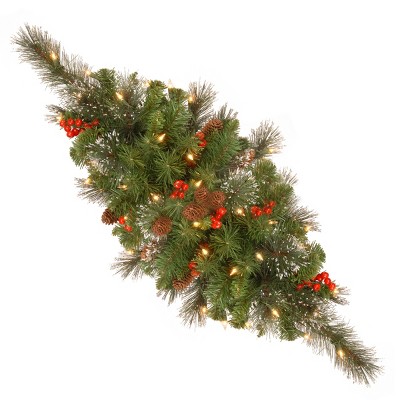 National Tree Company 30in. Crestwood Spruce Centerpiece with Battery Operated Warm White LED Lights