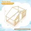 Costway Twin Size House Floor Bed with LED Lights Solid Wood Bed Frame without Slats Gray/Natural/White - 3 of 4