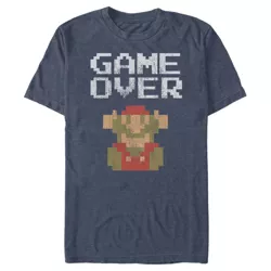 Men's Nintendo Mario Game Over  T-Shirt - Navy Blue Heather - Small