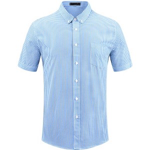 INSPIRE CHIC Men's Cotton Short Sleeve Formal Button Down Regular Fit Plaid Dress Shirts - 1 of 4