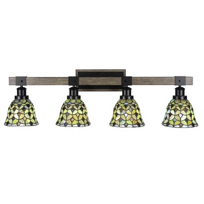 Toltec Lighting Tacoma 4 - Light Vanity in  Black/Painted Wood with 7" Crescent Art Glass Shade