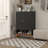 QingMoon Grid Double Door Shoe Cabinet, Metal Shoe Rack with Adjustable Shelves and High Foot Hollow Storage for Entrance Organization - 3 of 4