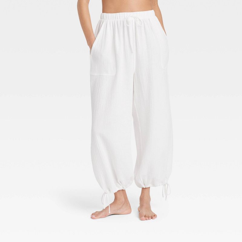 Women's Cotton Gauze Jogger Pajama Pants - Colsie™, 3 of 7