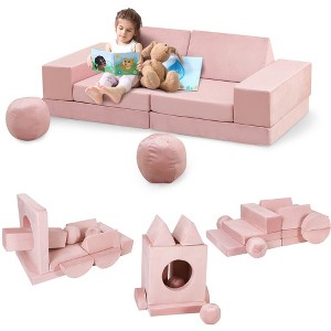 Kids Couch 12PCS Fold Out Toddler Couch with 2 balls, Modular Kids Couch for Playroom Creative Game Play Couch, Free DIY - 1 of 4