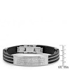 Steeltime Men's stainless steel and black rubber our father prayer id bracelet with wire inlay - 3 of 4
