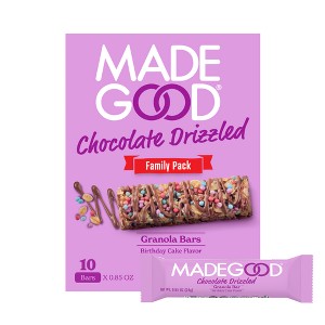 MadeGood Chocolate Drizzled Birthday Cake Flavor Granola Bars Family Pack - 8.5oz/10ct - 1 of 4