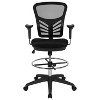 Flash Furniture Mid-Back Mesh Ergonomic Drafting Chair with Adjustable Chrome Foot Ring, Adjustable Arms - 3 of 4