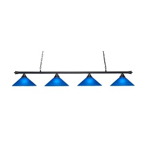 Toltec Lighting Oxford 4 - Light Island Pendant Light in  Matte Black with 16" Blue Italian Shade - 1 of 1