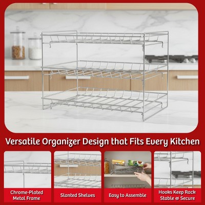 Hastings Home 3-Tier Can Dispenser Organizer Rack - Storage Accessory for Kitchen Pantry, Countertops, and Cabinets - Chrome — фото 6