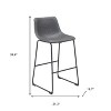 HomeRoots Set of Two 29" Charcoal and Black Faux Leather and Steel Counter Height Bar Chairs - 3 of 4