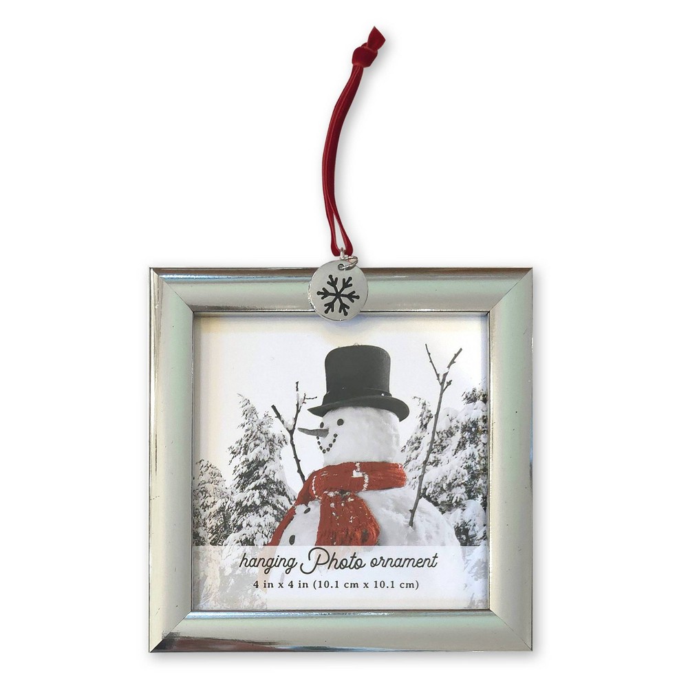 pack of 4 elsa l 4"x4" ornament snowflake charm picture frame silver