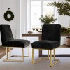 Set of 2 Mason Modern Dining Chairs With Gold Metal Sled Base Upholstered Fabric Dining Chairs-Maison Boucle - 2 of 4