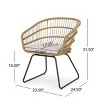 Rattan-Wrapped Patio Dining Chairs with Upholstered Cushions Arm Dining Chair with Metal Played Sled Legs-Tanpinhause - 4 of 4