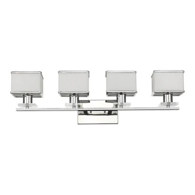 Chloe Lighting Trilluminate Contemporary 4 Light Chrome Finish White Opal Glass Bath Vanity Wall Fixture 32" Wide