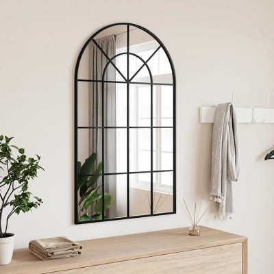 vidaXL Wall Mirror Black 23.6 in.x39.4 in. Arch Iron