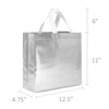 Wrapables Glossy Non-Woven Reusable Gift Bags with Handles for Weddings, Bridal Showers, Parties (Set of 8), Silver - 2 of 4