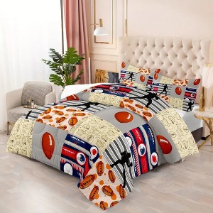 Acoinel 3 Pcs Rugby Comforter Set with 2 Pillowcases - 1 of 4