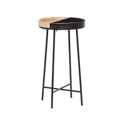 Small Contemporary Metal And Wood Accent Table Black Olivia May Target