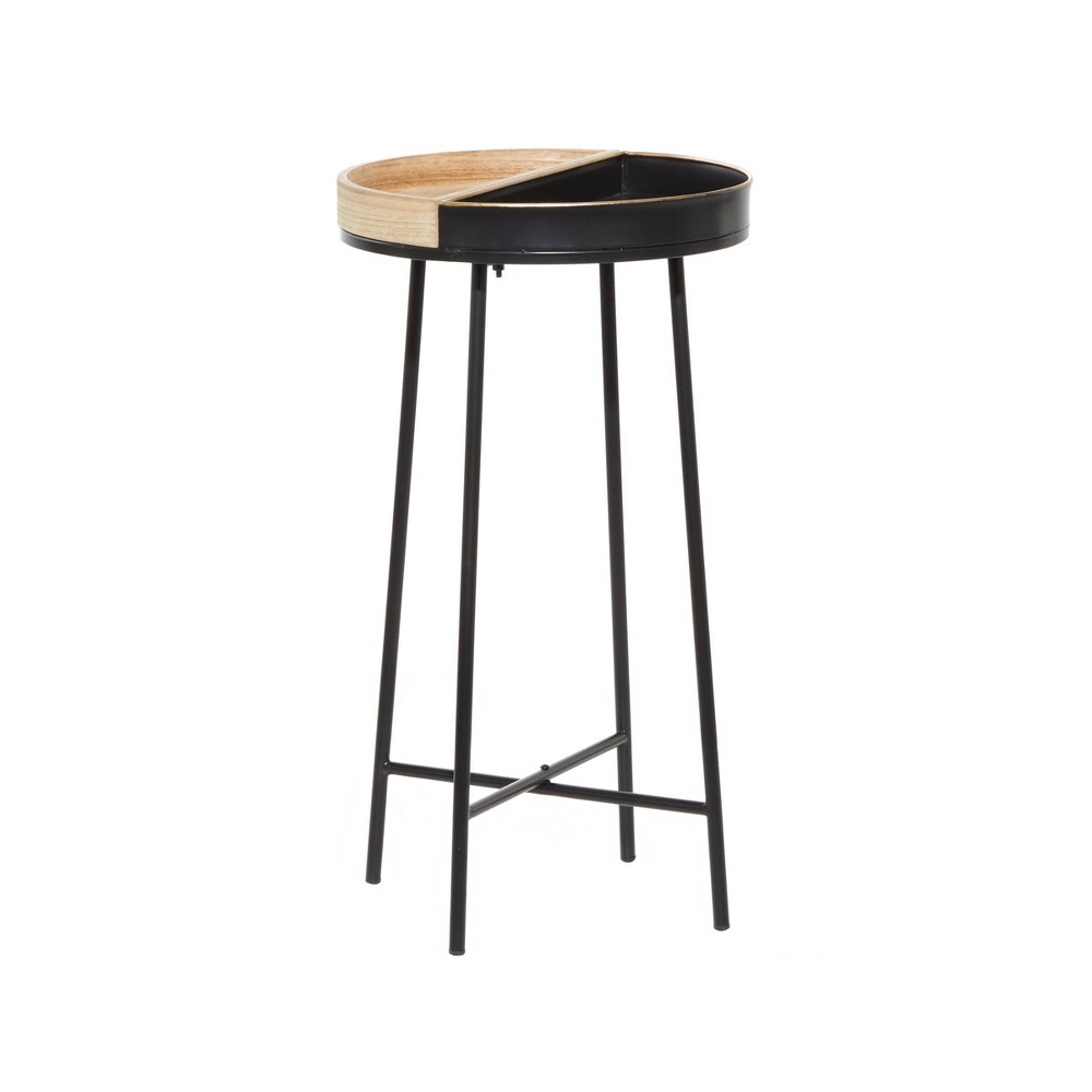 Photos - Coffee Table Small Contemporary Metal and Wood Accent Table Black - Olivia & May
