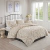 Gulches Full/Queen 3 piece Tufted Cotton Chenille Damask Comforter Set Taupe - 2 of 4