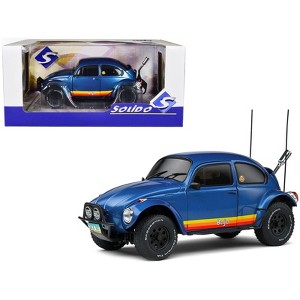 1975 Volkswagen Beetle Baja Blue Metallic with Stripes 1/18 Diecast Model Car by Solido - 1 of 4