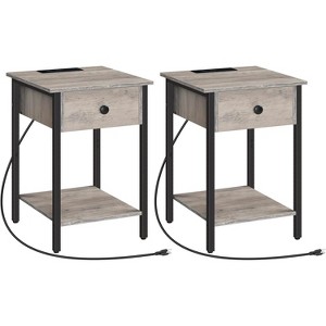 MaseiKar Nightstands Set of 2 with Charging Station, End Tables Set of 2 with Storage Drawer, Bedside Table with USB Ports and Outlets, Night Stand - 1 of 4