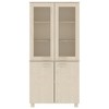 vidaXL HAMAR Highboard - Solid Wood Pine Construction, Honey Brown Finish, MDF, and Glass Detailing - Overall Dimensions 33.5" x 13.8" x 70.9" - 3 of 4