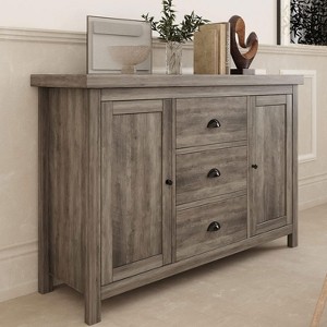 Whizmax Buffet Sideboards,Kitchen Storage Cabinet,Large Storage with 3 Drawers and 2 Doors Sideboard,Farmhouse Coffee Bar Cabinet for Living Room,Gray - 1 of 4