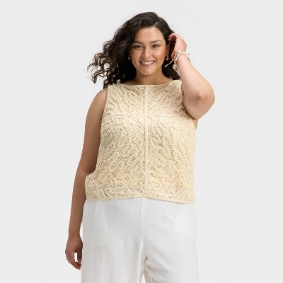 Women's Crochet Tank Top - A New Day™ Tan